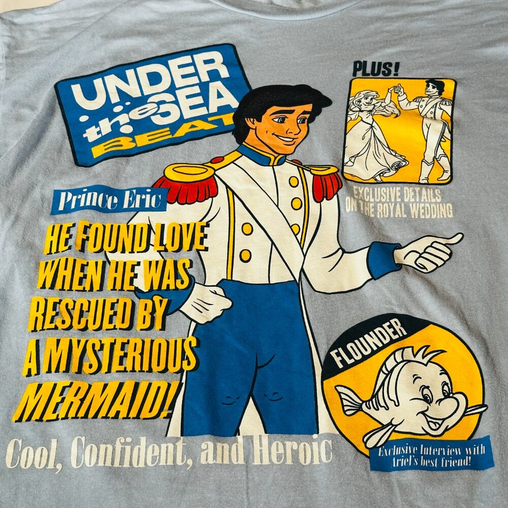 Disney Prince Eric The Little Mermaid Womens T Shirt Size Large Blue - Picture 2 of 7